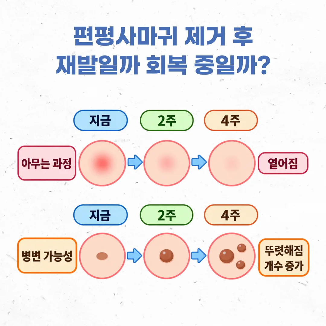 편평사마귀 제거 후 변화의 방향을 2주 간격 기록으로 읽는 타임라인 도식