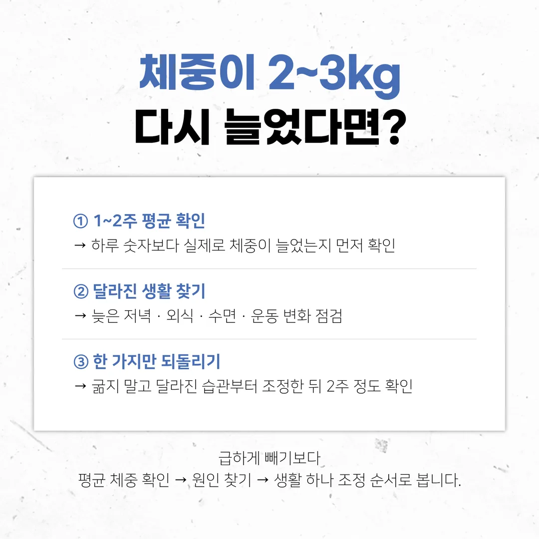 다이어트 요요 초기에 체중이 다시 늘 때의 대응 순서